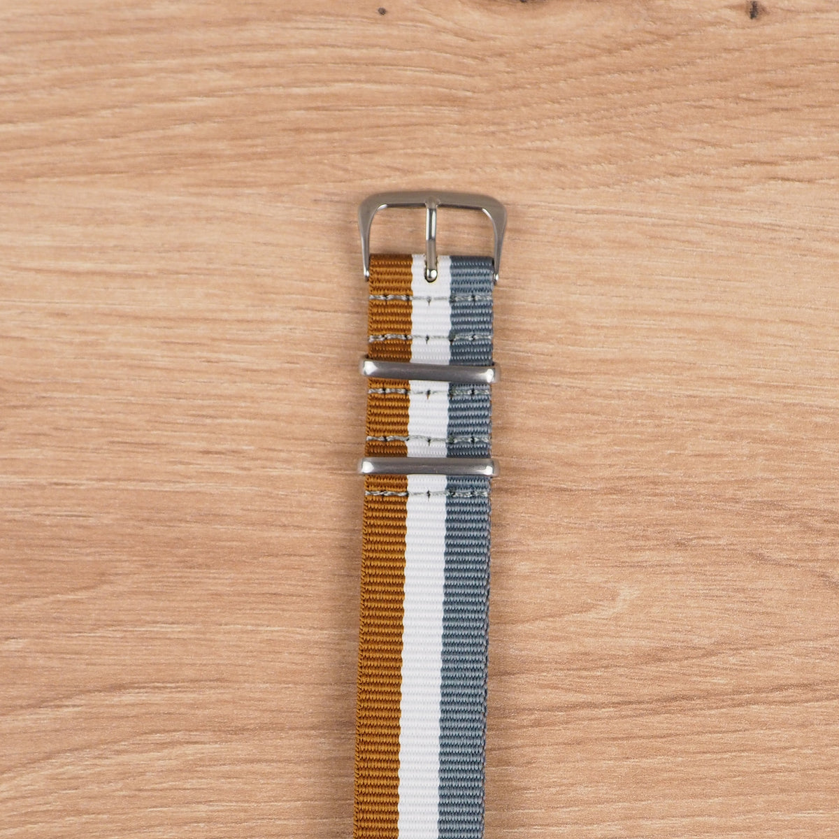 Grey, White and Beige Striped NATO Watch Band