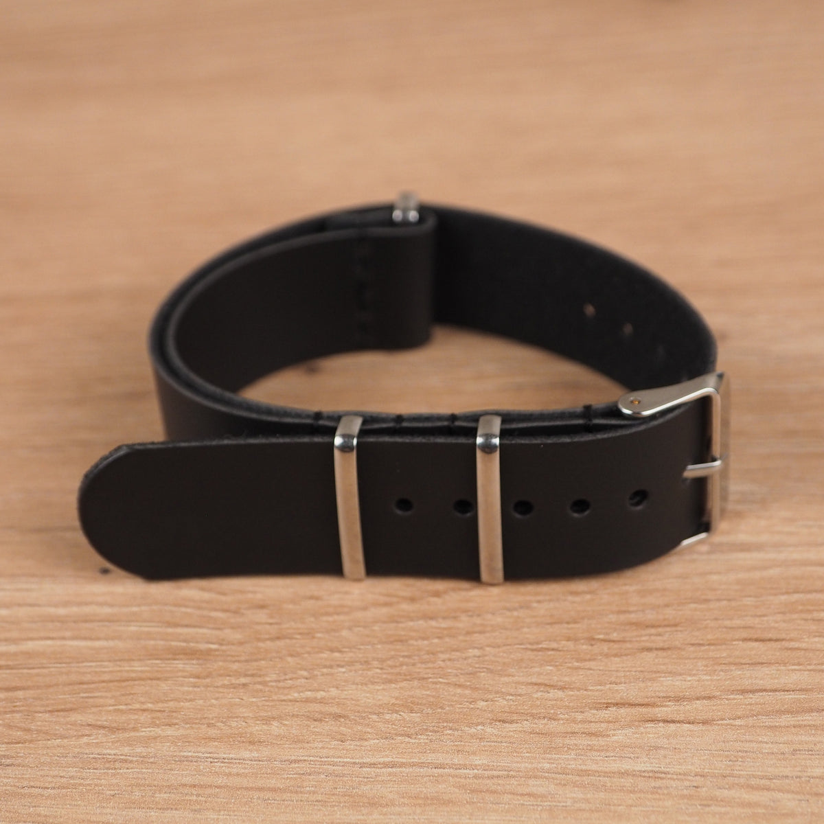 Black Synthetic Leather NATO Watch Band