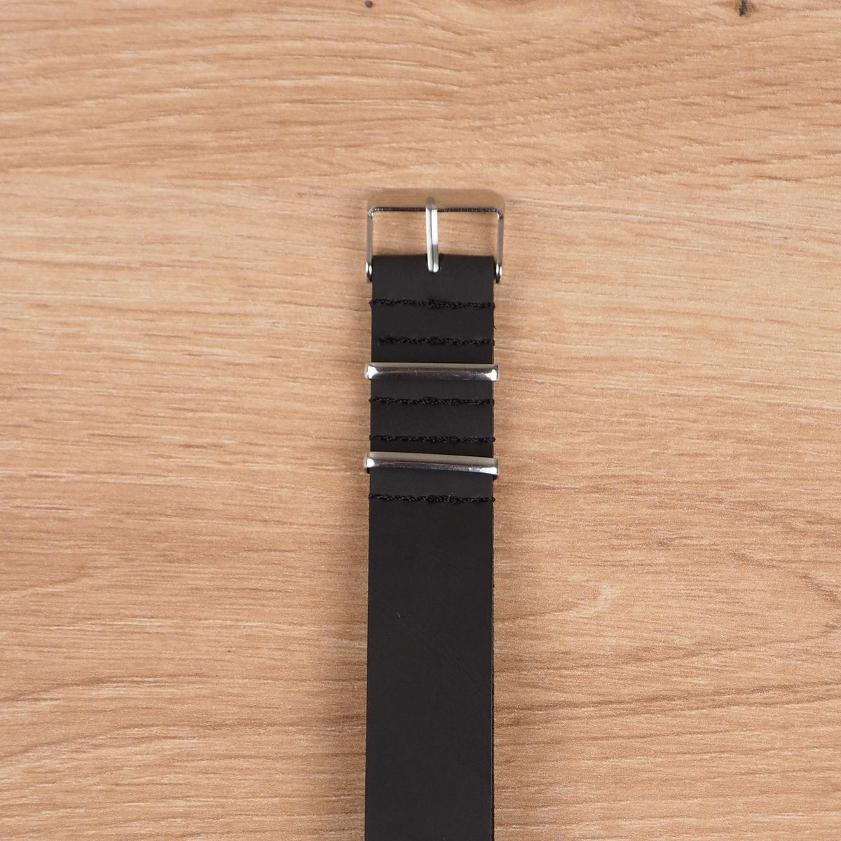 Black Synthetic Leather NATO Watch Band