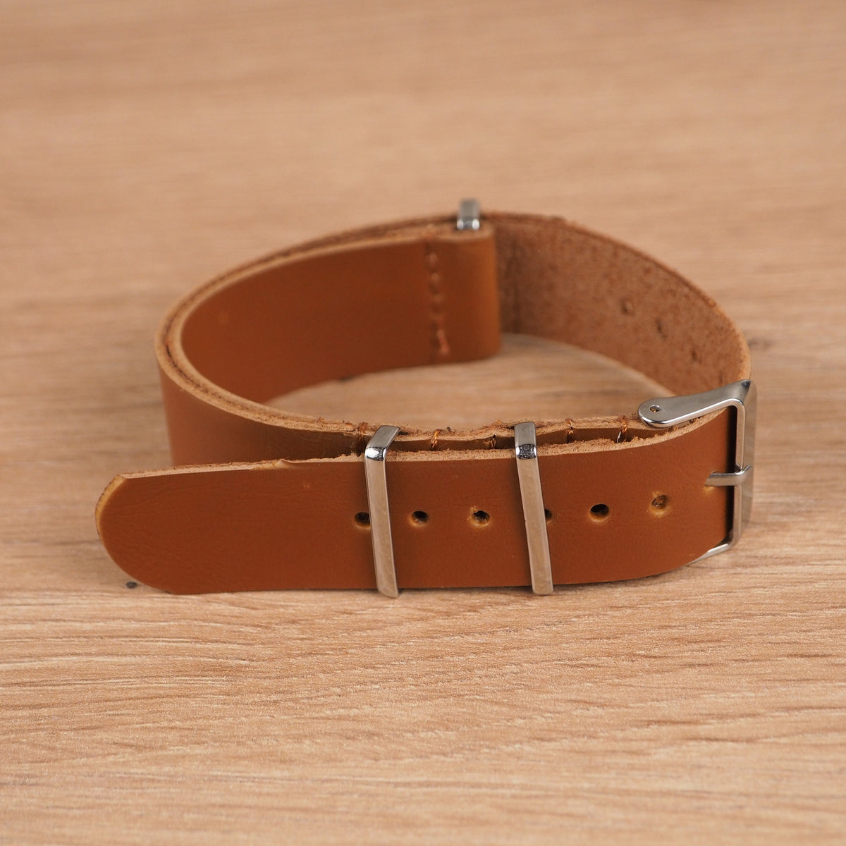 Tan Brown Synthetic Leather NATO Watch Band
