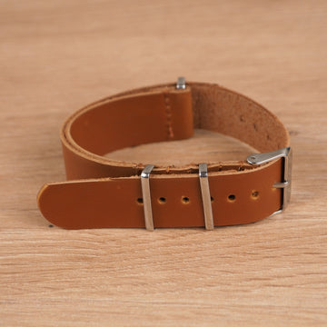 Tan Brown Synthetic Leather NATO Watch Band