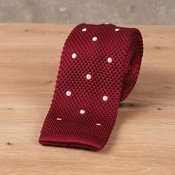 Polka Dot Burgundy Knit Tie