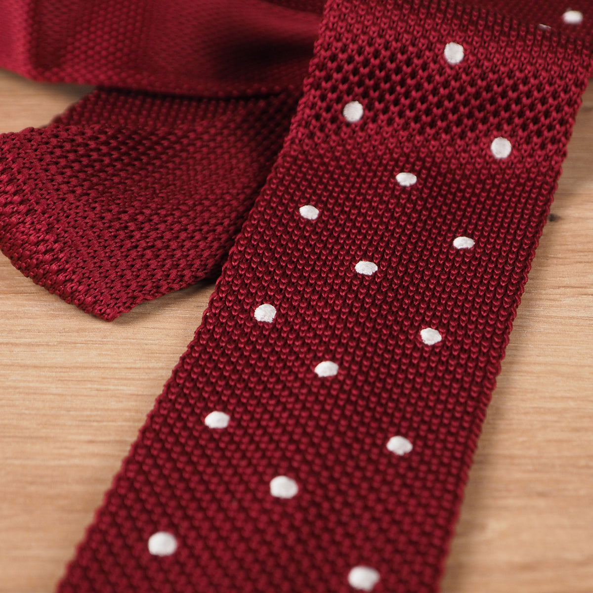Polka Dot Burgundy Knit Tie