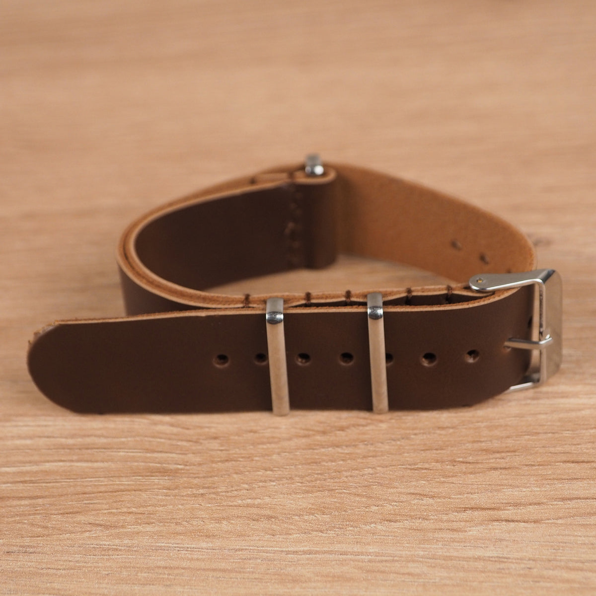 Dark Brown Synthetic Leather NATO Watch Band