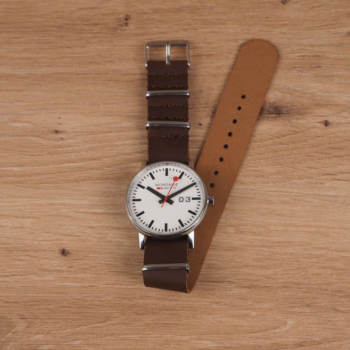 Dark Brown Synthetic Leather NATO Watch Band