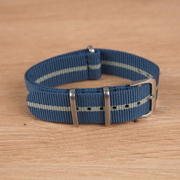 Grey and Beige Striped NATO Watch Band