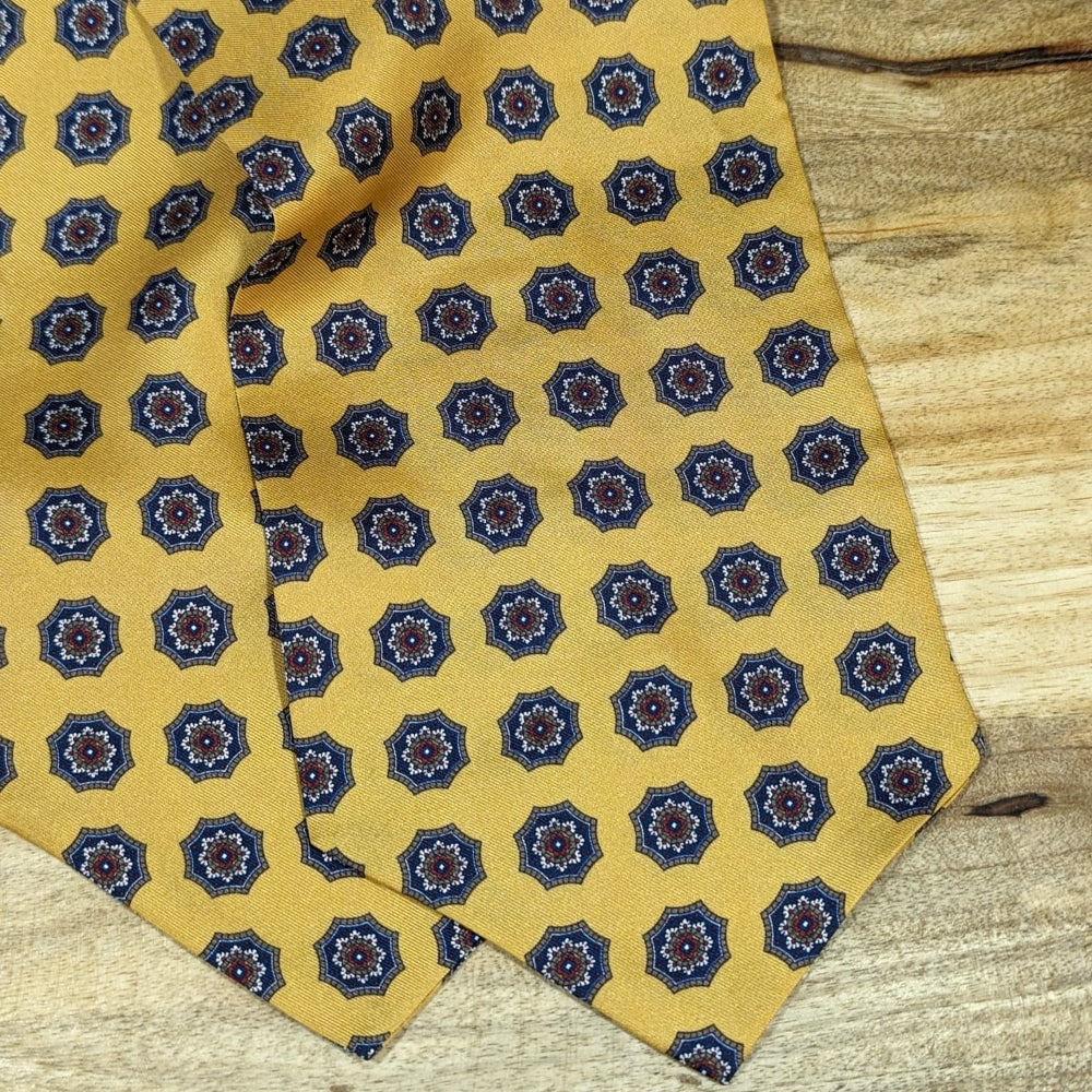 Geometric Floral Silk Ascot (golden yellow)