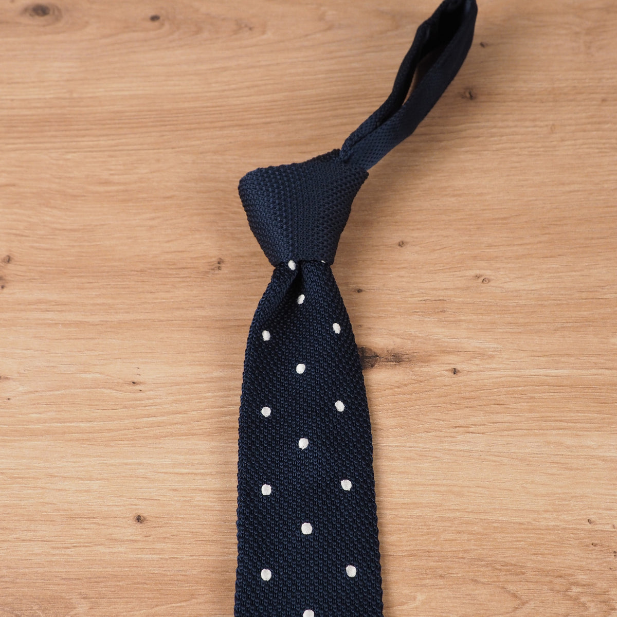 Polka Dot Navy Blue Knit Tie