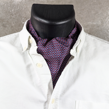 Checkered Silk Ascot (blue/red)