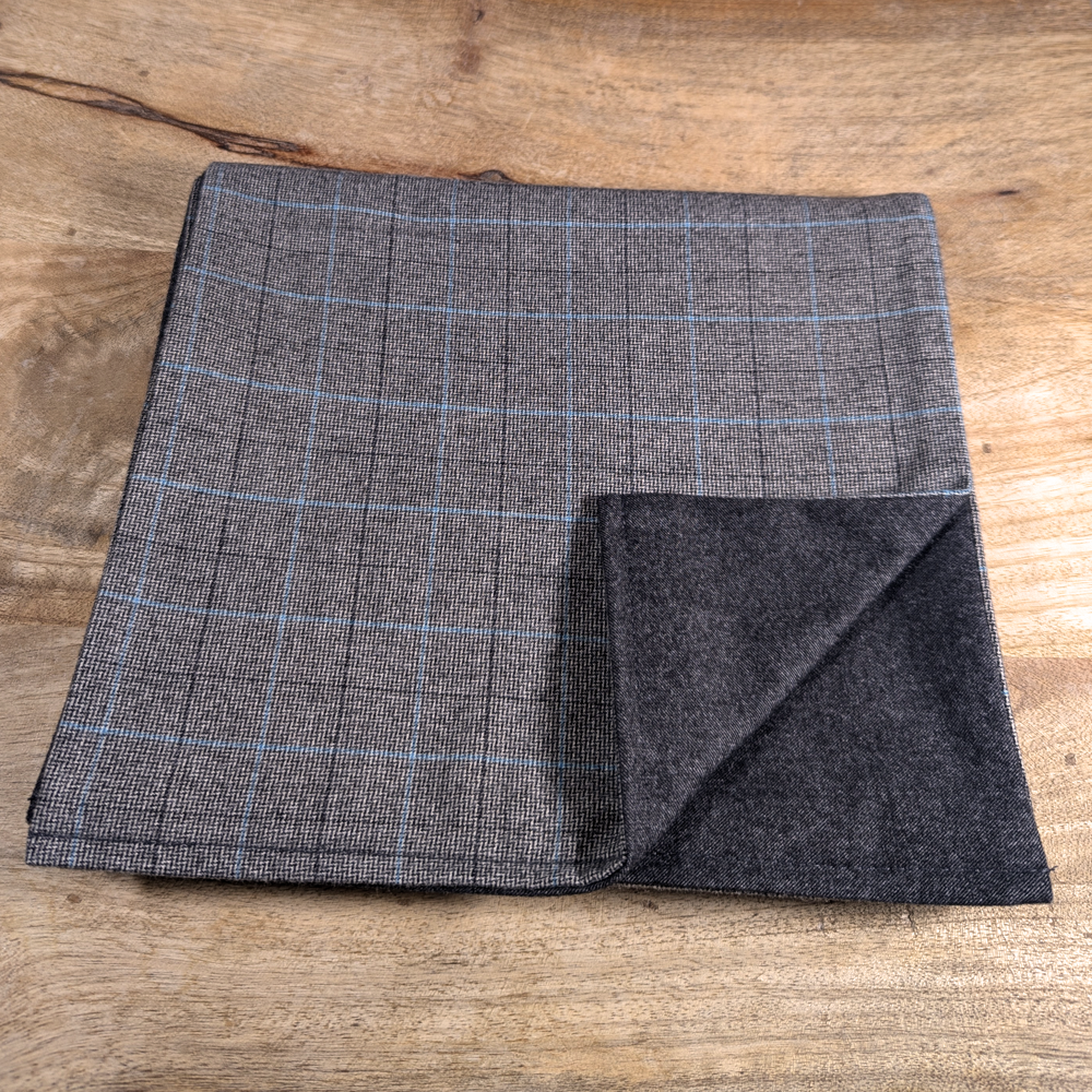 Cachecol Reversível Glen Plaid (cinzento com risca azul)