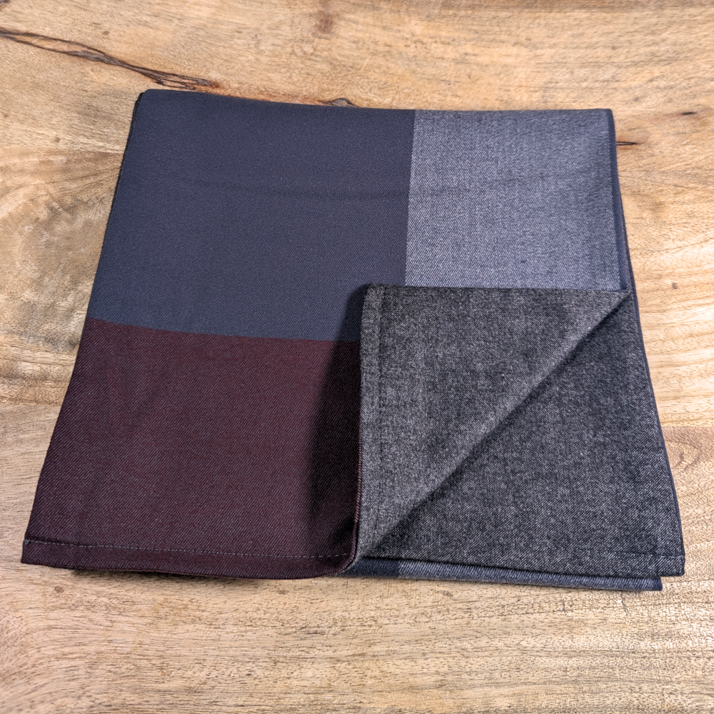 Tartan Preppy Soft Wool Reversible Scarf (blue and burgundy/grey)