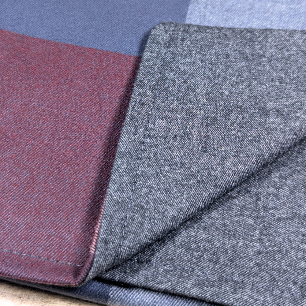 Tartan Preppy Soft Wool Reversible Scarf (blue and burgundy/grey)