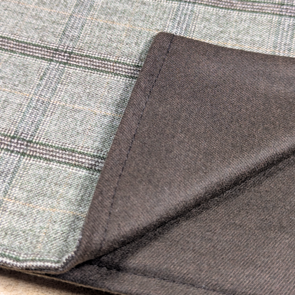 Glen Plaid and Plain Soft Wool Reversible Scarf (brown)