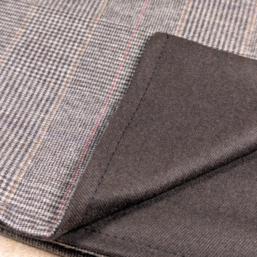 Glen Plaid and Plain Soft Wool Reversible Scarf (brown)