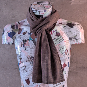 Glen Plaid and Plain Soft Wool Reversible Scarf (brown)