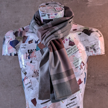 Tartan Preppy Soft Wool Reversible Scarf (grey)