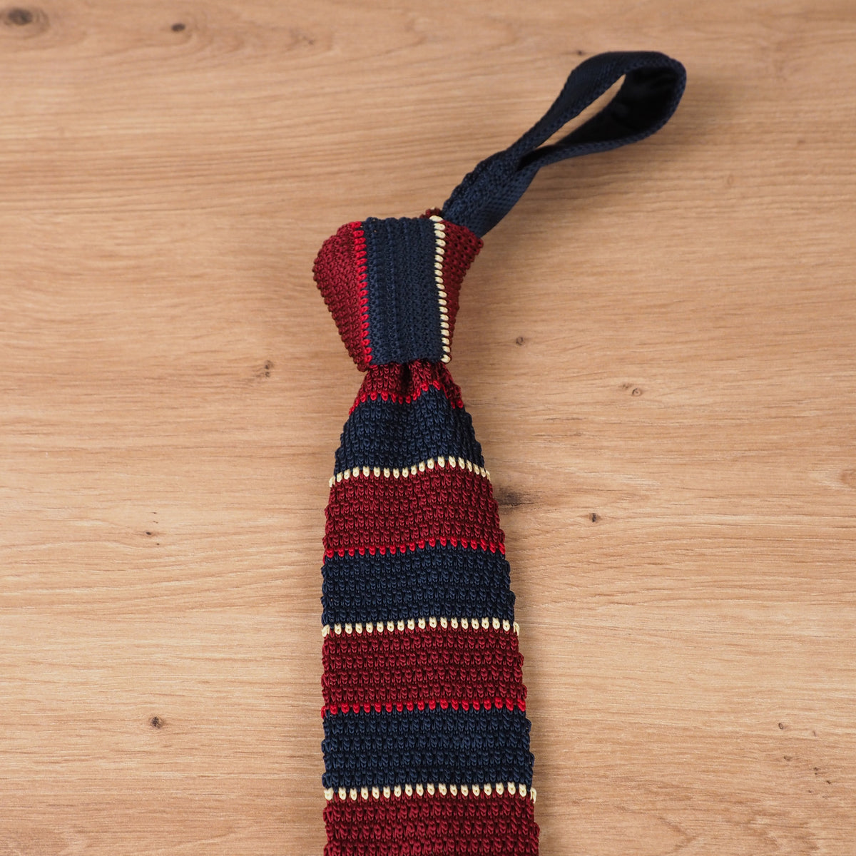 Preppy Striped Burgundy Knit Tie