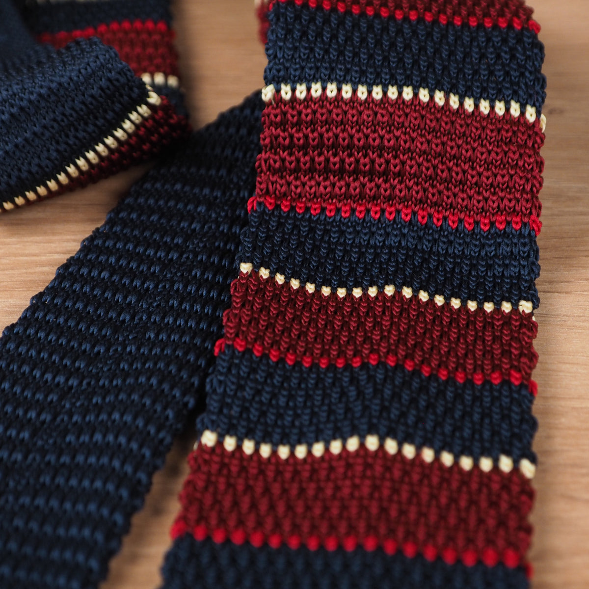 Preppy Striped Burgundy Knit Tie