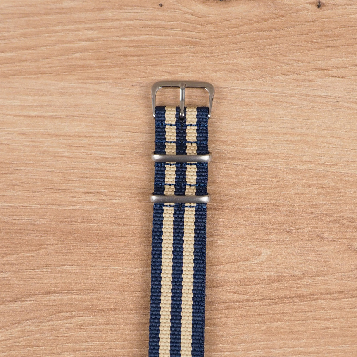 Blue and Beige Striped NATO Watch Band