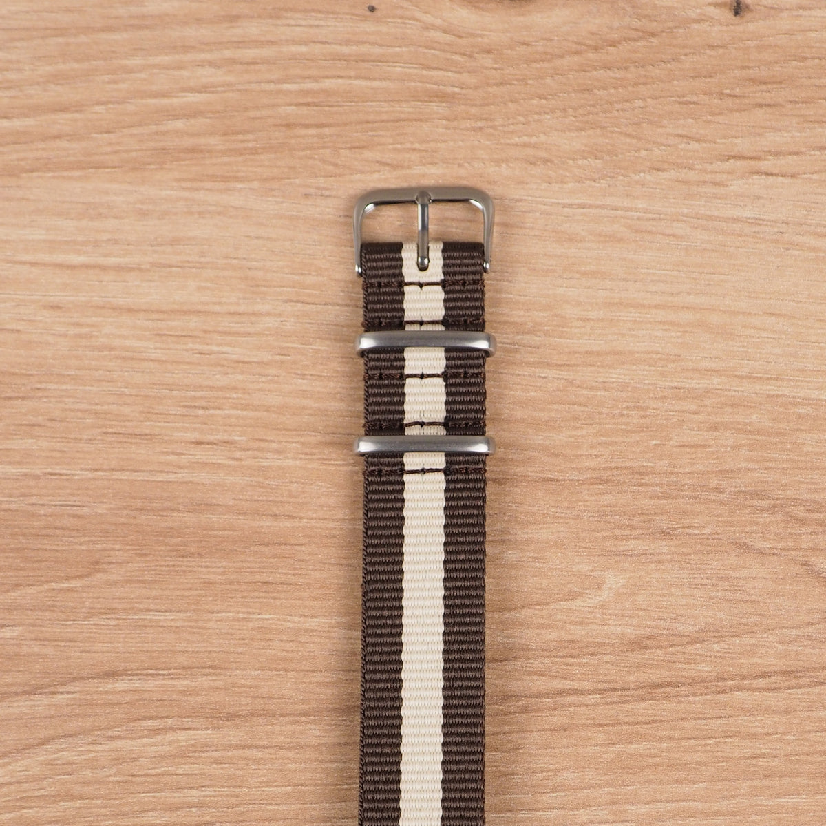 Dark Brown and Beige Striped NATO Watch Band