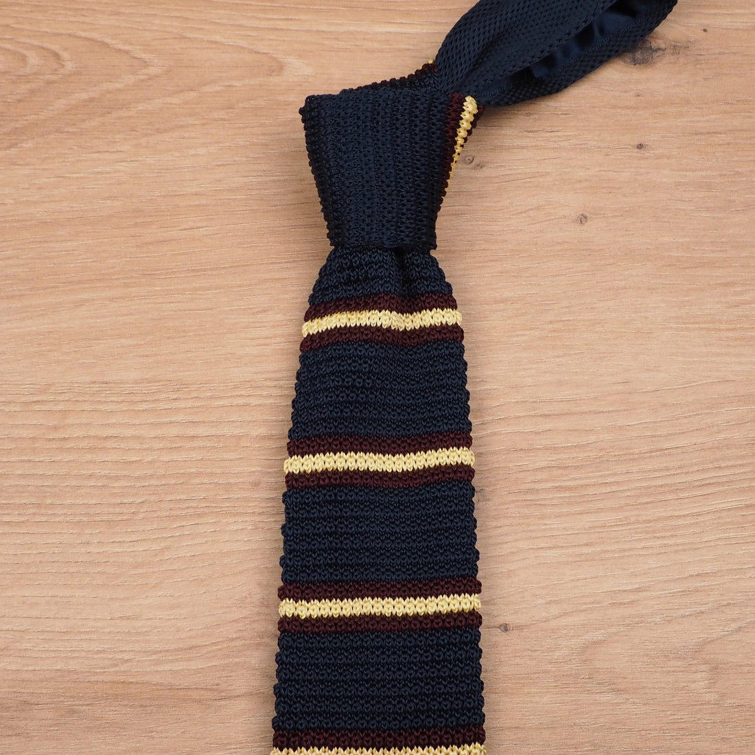 Preppy Striped Gold Knit Tie