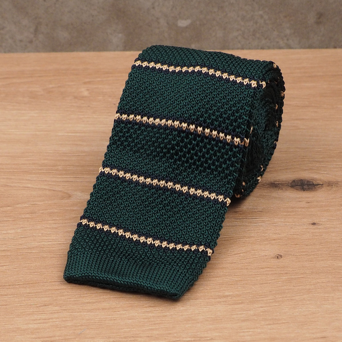 Preppy Striped Green Knit Tie
