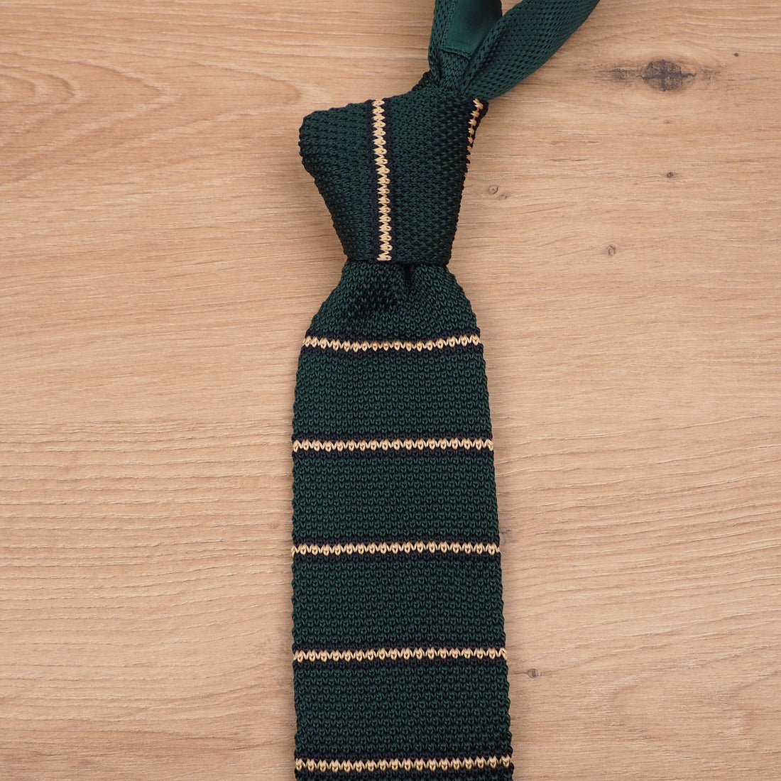 Preppy Striped Green Knit Tie