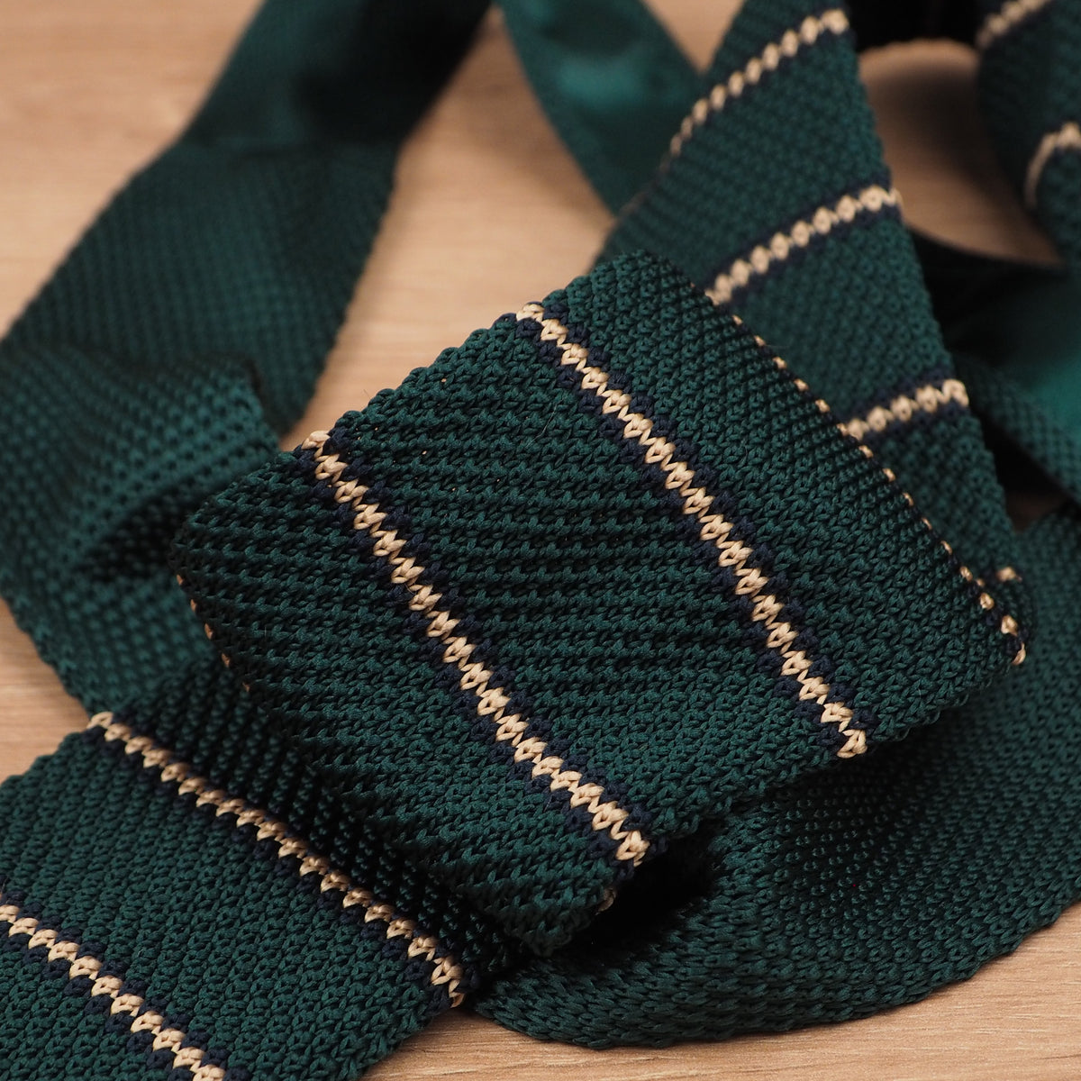 Preppy Striped Green Knit Tie