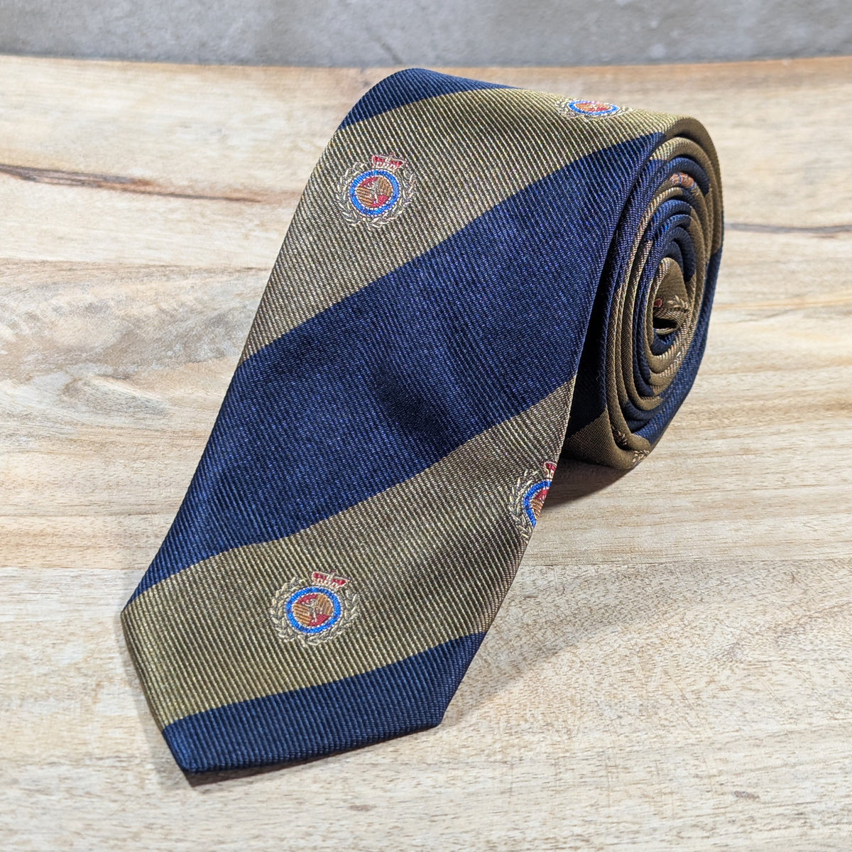 Regimental With Crest (brown and navy blue)