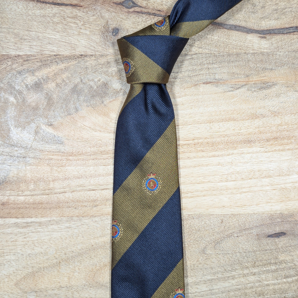 Regimental With Crest (brown and navy blue)