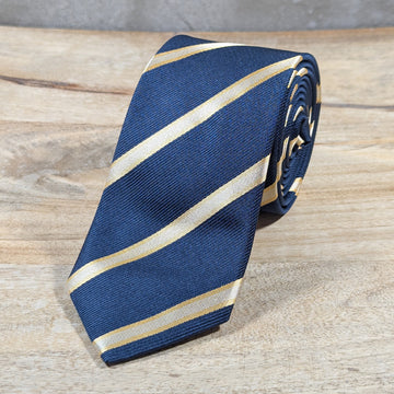 Preppy Regimental Tie – Navy Blue and Gold