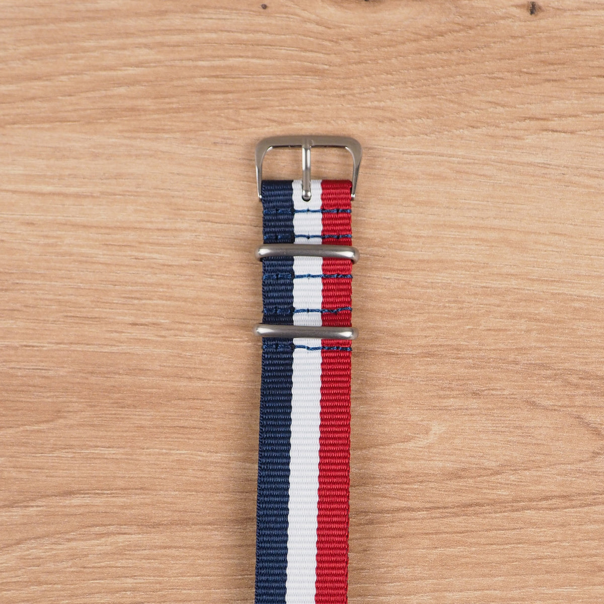 Navy Blue, White and Red Striped NATO Watch Band